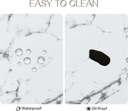 Romanstile Vinyl Placemats Set of 8-12 X 18 Inch - Heat Resistant Place Mats 100% Waterproof Oilproof Wipeable Reversible Faux Leather Table Mats for Kitchen/Dining/Party/Outdoor, Marble