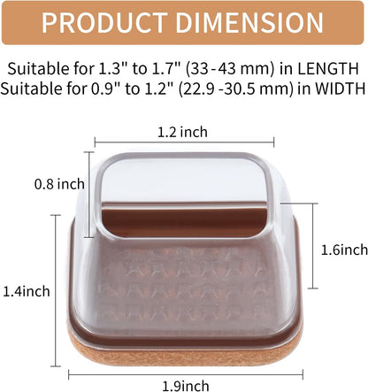 Ezprotekt 16 Pcs Rectangle Clear Silicone Chair Leg Floor Protectors with Felt, Rectangle Felt Furniture Leg Caps, Table Leg Covers Cups, Anti- Scratches and No Noise (Fit L :1.3-1.7", W: 0.9-1.2")