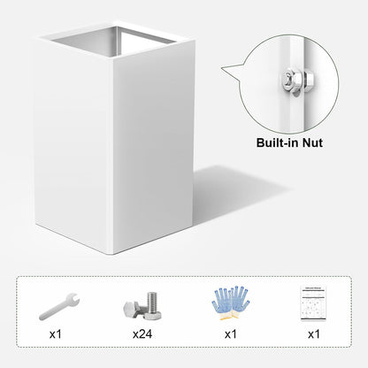 24 Inch Galvanized Steel Planter for Outdoor Plants, White Rectangle Outdoor Planters, Heavy Duty Flower Pot Modern Commercial Residential for Trees Patio Deck Yard Garden