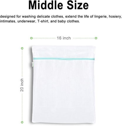 OTraki Mesh Washing Bags for Laundry 2 Pack 16 x 20 Inch Medium Mesh Bag Laundry Washer Delicates Lingerie Wash Machine Net Zipper Bag Heavy Duty Home Dorm Hotel Travel Storage Organizer, White