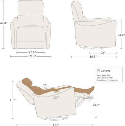 CHITA Power Recliner Chair Swivel Glider, FSC Certified Fabric Living Room Nursery Reclining Sofa Chair with Lumbar Support,Terracotta
