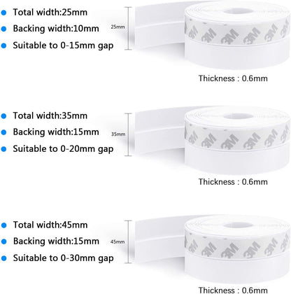 TAROSE Weather Stripping, Silicone Door Seal Strip Door, Window, Transparent 16 Feet Long, White (Width 25mm)