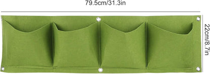 Atyhao Wall Plant Bag,4Pcs 4 Pocket Plant Grow Bag Wall Mounted Reusable Degradable Felt Garden Planter Herbs, Succulents Artificial Pl or Flowers. ()