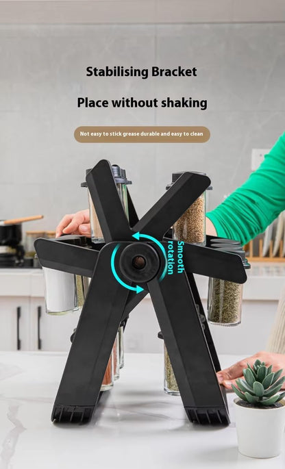 A&K's Rotating Spice Rack Organizer, 18 Glass Jars, 360-Degree Turntable, Black, Comes with Spice Label Stickers, Funnel, and Water Pen. Best for Kitchen Organization, Countertop, Pantry, and Cabinet.