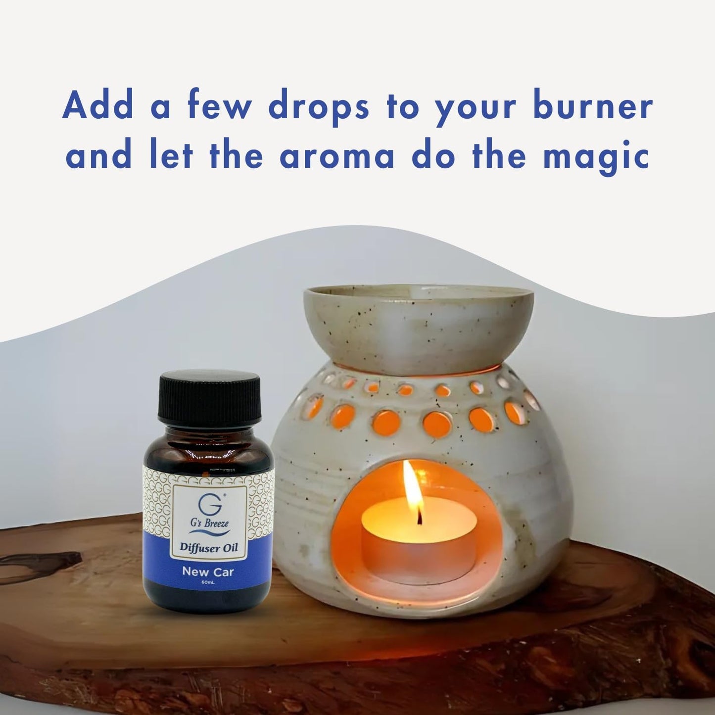 G's Breeze New Car Diffuser Oil Refill - Crisp & Fresh Scent Inspired by Luxury Vehicles – Long-Lasting Freshness for Home & Office – Enjoy a Refreshing Clean Aroma - 60 ML