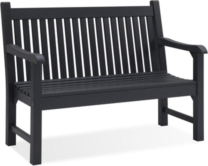 Psilvam Garden Bench, 2-Person Poly Lumber Patio Bench, All-Weather Outdoor Bench That Never Rot, Memorial Bench, Suit for Garden, Porch and Park (Black)