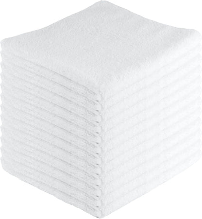 Microfiber Cleaning Cloths,12 Pack, 16"x16", All-Purpose, Softer, Highly Absorbent, Lint-Free, Reusable, Washable Pro Towels, White, for House, Kitchen, Bathroom, Car, Office
