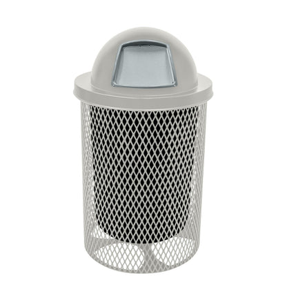 COATEDOUTDOORFURNITURE RDT-Gry Heavy Duty 32 Gallon Round Trash Receptacle, Liner Included, Gray with Gray Steel Dome Top, Made in America