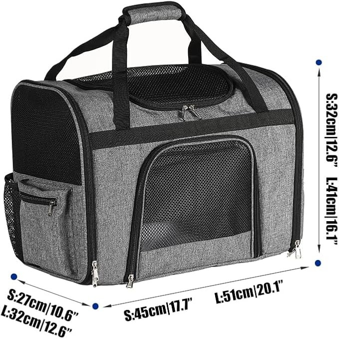 pet Bag Multi Purpose pet Bag Collapsible Portable for Dog cat go Out Traveling Carrier Backpack for Secret Adventures Cat and Dog (Grey, S:17.7"X10.6"X12.6”)