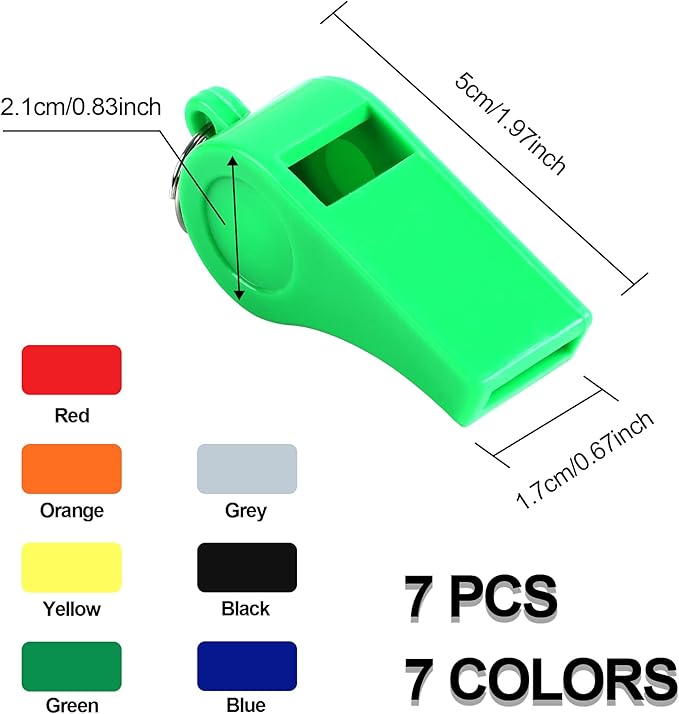 SANNIX 7 Pack Whistles, Coaches Whistles with Lanyard Sports Whistle Loud Crisp Sound Whistles for Referees Training Gyms Emergency