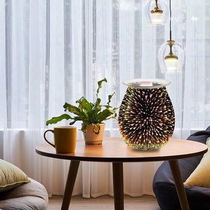 Dicimi 3D Candle Candle Warmer, Electric Oil Burner, Fragrance Warmer for Home Office Bedroom Living Room Present and Decorations (3D Fireworks)