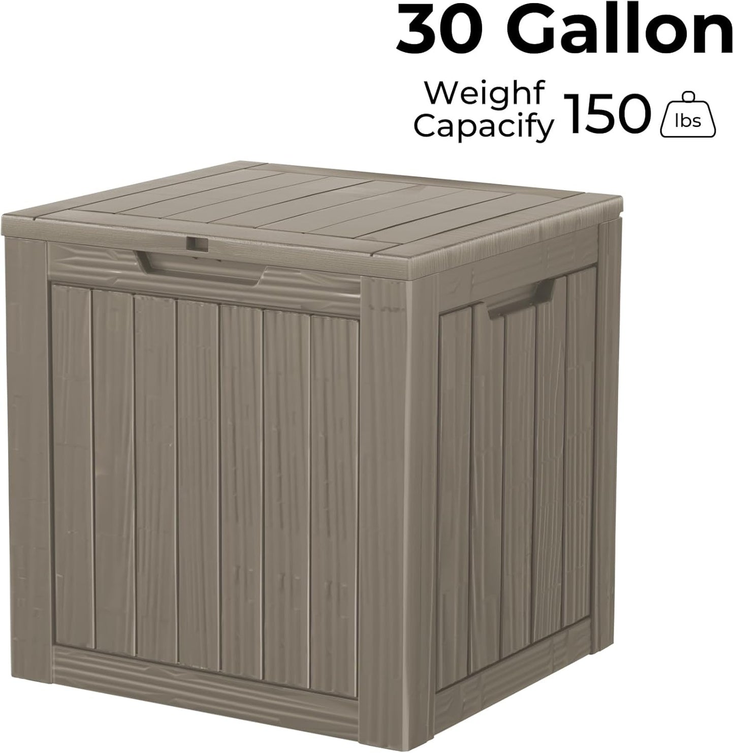 30 Gallon Double-Wall Resin Deck Box - Lockable Waterproof Outdoor Storage Box, 515bs Capacity & Doubles as Seating for Patio Furniture - Garden Tools, Pool Accessories (Brown)