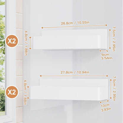 Magnetic Spice Rack for Refrigerator, Kitchen Organizer and Storage Shelf, White (4 Pack)…