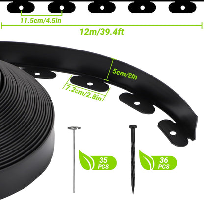 Greaner Landscape Edging, 2 Inch Tall | 40 FT Lawn Edging and Landscape Border, Plastic Edging for Landscaping, Garden Edging Border for Pathway, Yard, Walkway, Patio, Playground(71 Pcs Spikes)