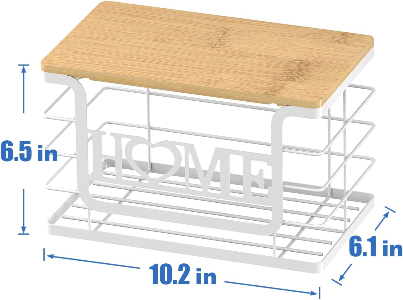 Trash Bag Holder, Thipoten Trash Bags Dispenser with Bamboo Top, Suitable for Garbage Bags Purchased Online or Supermarket, Perfect Storage Organizers for Cabinet, Under Sink (White, Large)