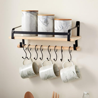 Farmlyn Creek Sugar & Coffee Container Set 3-Piece - White Marble Finish Ceramic Jar Set - Airtight Wood Lids - Ceramic Containers with Lids for Countertop Storage (5.9"/4.9"/3.9)