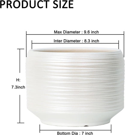 10 Inch Ceramic Plant Pot with Drainage – Large Flower Pot for Indoor Outdoor Plants, Modern Decorative Planter for Patio, Balcony, Garden, or Home Decor