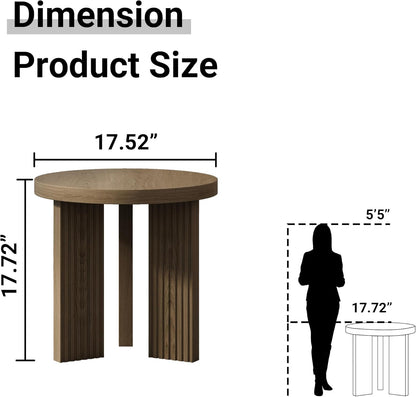 Small Round Side Table, 17.52" Coffee Table with Smooth Thick Mesa, Circle End Table with X Shaped Stable Legs, Accent Tea Table for Living Room, Office, Brown