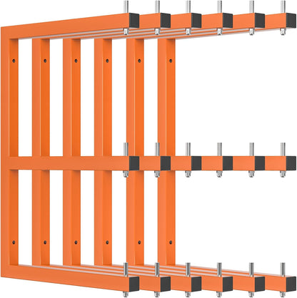 6 PACK Lumber Rack Wall-Mounted Lumber Storage Rack, Heavy Duty Wood Storage Racks With 9-Level System, 1980 LB Sturdy Garage Wood Organizer, Hanging Orange Lumber Metal Racks for Indoor & Outdoor