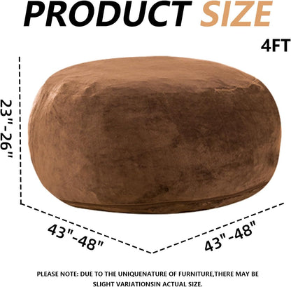 4FT Large Bean Bag Chairs,Big Adult Size Memory Foam Beanbags with Filler Included,Machine Washable Corduroy Cover,Soft Plush Gaming Bing Bag Puff Chair for Dorm, Living Room & Bedroom (Coffee Color)