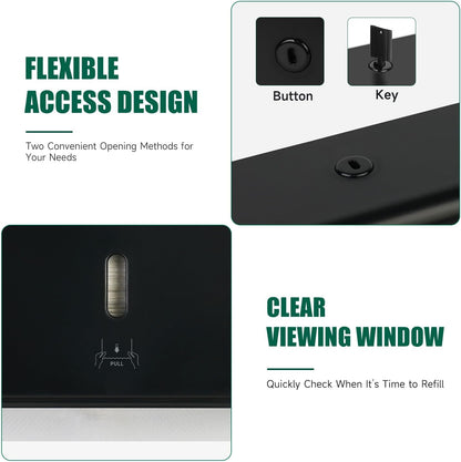 Wall-Mounted Paper Towel Dispenser – Fits Tri-Fold Towels up to 10x3.1 Inches, Holds 200 Sheets, Ideal for Home & Commercial Use (Black)