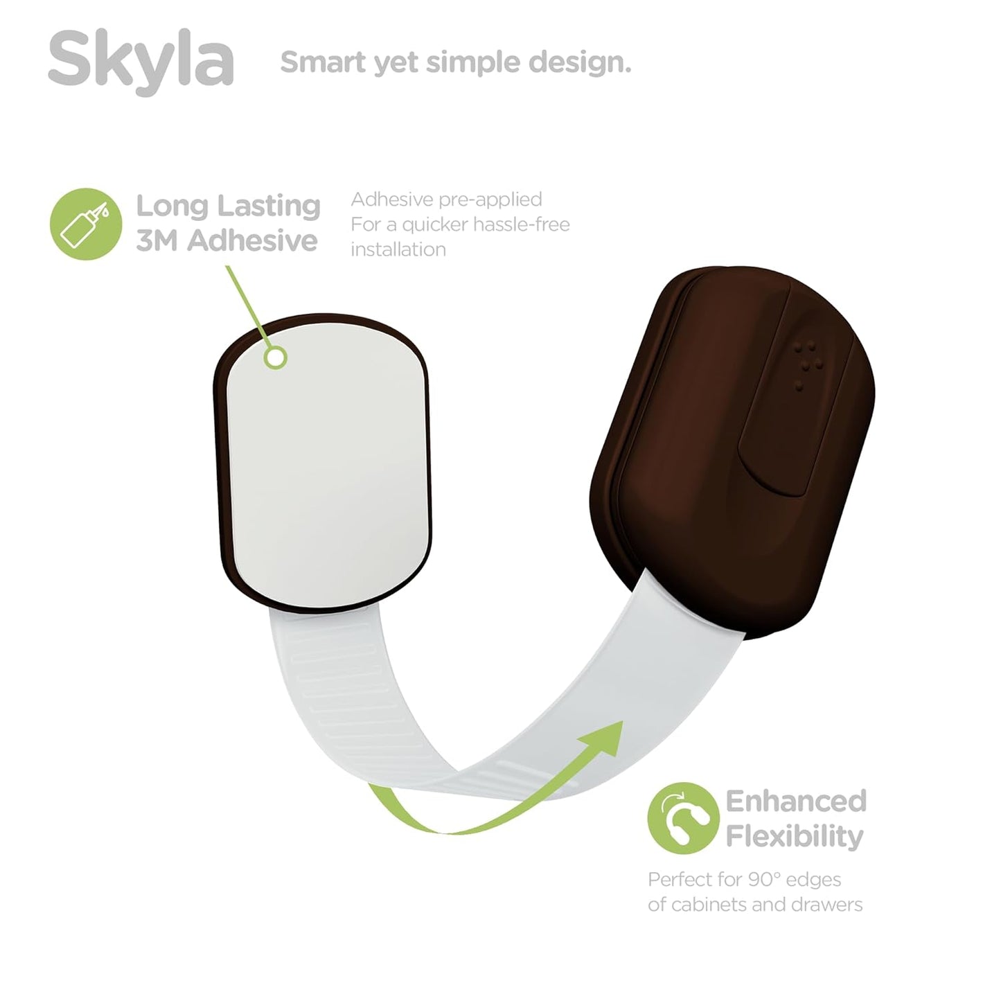 Baby Proofing Child Safety Locks (2 Pack) by Skyla Homes - The Safest, Quickest and Easiest 3M Adhesive Cabinet Latches, No Screws & Magnets, Multi-Purpose for Furniture, Kitchen, Ovens, Toilet Seats