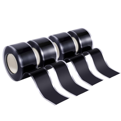 Self Fusing Silicone Tape 4 Rolls 1 in x 10' Black Waterproof Rescue Tape Rubber Leak Silicone Self-amalgamating Tape for Plumbing, Sealing Pipes, Hose Repair, Outdoor Coax and Tool Fixation
