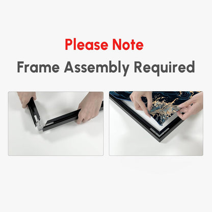 SIGNWIN 24"x46" Extra Large Framed Wall Art Vintage Botanical Floral with Golden and Teal Leaves, Elegant Nature Illustration for Home Living Room Bedroom Decor (Frame Assembly Required)