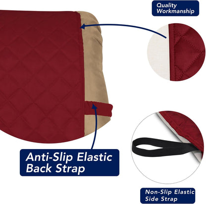 PureFit Reversible Quilted Sofa Cover, Water Resistant Slipcover Furniture Protector, Washable Couch Cover with Non Slip and Elastic Straps for Kids, Dogs, Pets (Small Recliner, Red/Ivory)