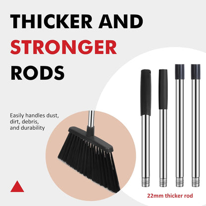 NACENA Heavy Duty Broom, 55 Inch Long Handle Outdoor Large Angle Brooms, Commercial Broom for Sweeping Indoor, for Home Garage Kitchen Office Courtyard Lobby Patio Lawn Concrete, 4 Pack (Black)