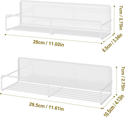 2 Pack White Magnetic Spice Rack Organizer, Space Saver for Refrigerator and Whiteboard, Metal Fridge Shelf for Kitchen and Classroom