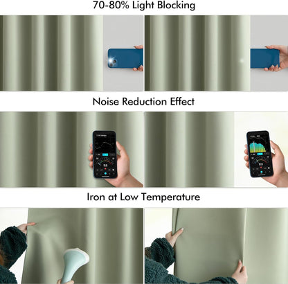 MIULEE Back Tab Sage Green Curtains 96 Inch Long 2 Panels Set for Living Room Bedroom, Rod Pocket/Pinch Pleated Light Blocking Thermal Insulated Room Darkening Floor to Ceiling Blackout Drapes