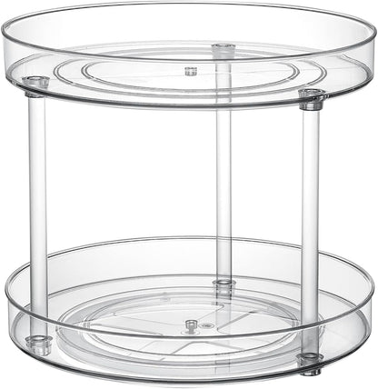 Clear Lazy Susan Organizer, Rotating Kitchen Pantry Organization and Storage, Medicine Cabinet Organizer, Lazy Susan Turntable Organizer for Cabinets, Bathroom, Refrigerator, Dresser, Spice Organizer