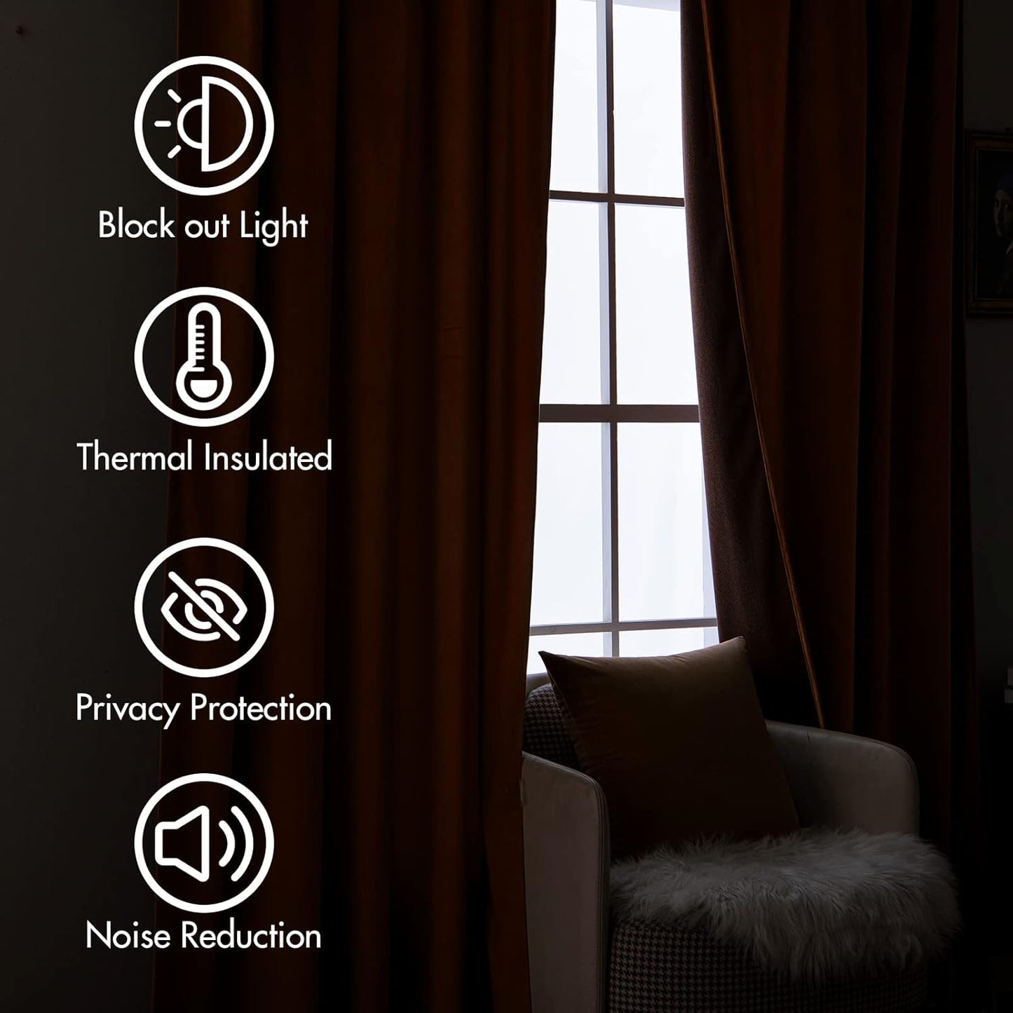 MIULEE Velvet Curtains 108 inches - Pinch Pleated Luxury Room Darkening Curtains for Bedroom Living Room Thermal Insulated Super Soft Window Drapes Rod Pocket, Gold Brown, W52 x L108 inch, 2 Panels