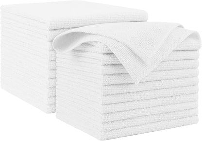 AIDEA Microfiber Cleaning Cloth White 20PK, Microfiber Towels for Cars, Premium Car Cloths, Dusting Cloth Lint Free Cleaning Rags for SUVs, House, Kitchen, Window, Workshops,12×12"