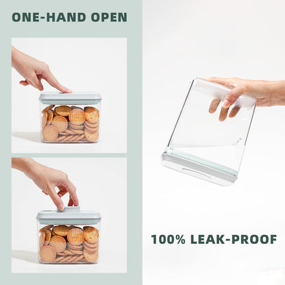 Pop Up Lid Food Storage Containers, Clear Storage Containers for Pantry Airtight Kitchen Containers Storage Set - 5 Pack for Cereal, Flour and Sugar, 3.5Qt, 2.9Qt, 2.1Qt, 1.3Qt, 0.6Qt