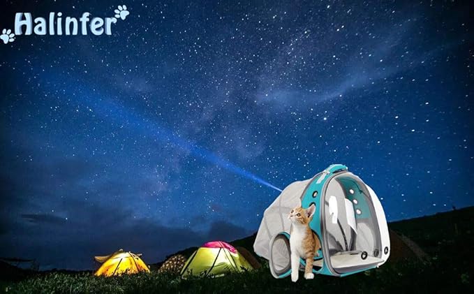 halinfer Back Expandable Cat Backpack Carrier, Fit up to 12 lbs, Space Capsule Bubble Window Pet Carrier Backpack for Cat and Small Puppy