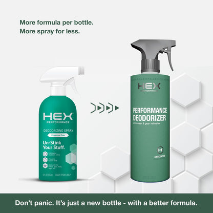 HEX Performance Deodorizing Spray, Fragrance Free, 22oz - Awesome for Shoes, Gear, Activewear & Fabrics, Yoga Mats & Gym Equipment, Carpet, Pets, Odor Eliminator & Fabric Refresher Spray
