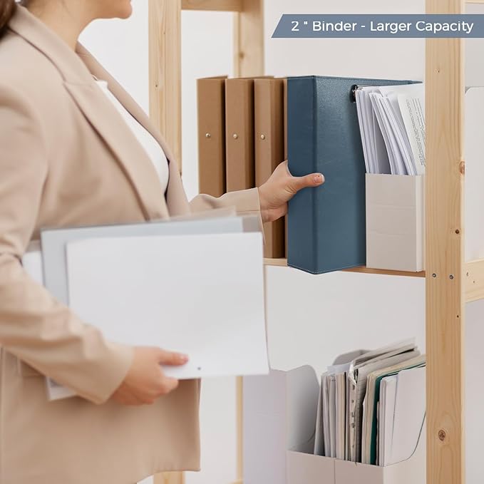 SKYDUE 3 Ring Binder with Clipboard, 2 Inch Heavy Duty Binder, PU Clipboard Binder with Notepad & 5 Dividers with 10 Pockets, Labels, Clipboard Folder Great for School Office(Fit Letter Sized Paper)