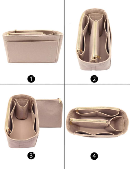 LEXSION Felt Purse Bag Organizer Insert with zipper Bag Tote Shaper Fit Speedy Neverful PM MM