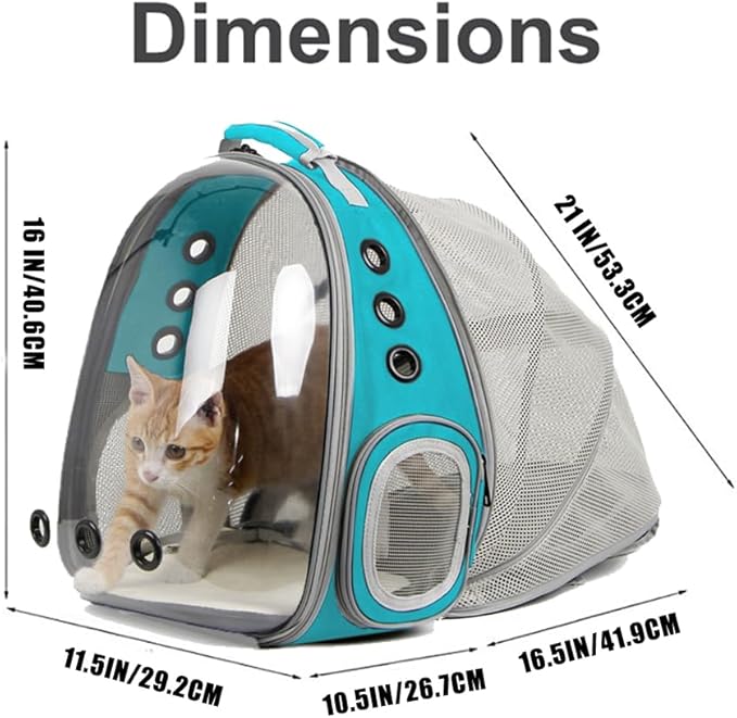 Cat Travel Backpack with Fan, Fit up to 12 lbs, Space Capsule Astronaut Clear Bubble Window Pet Backpack for Kitten and Small Puppy Green