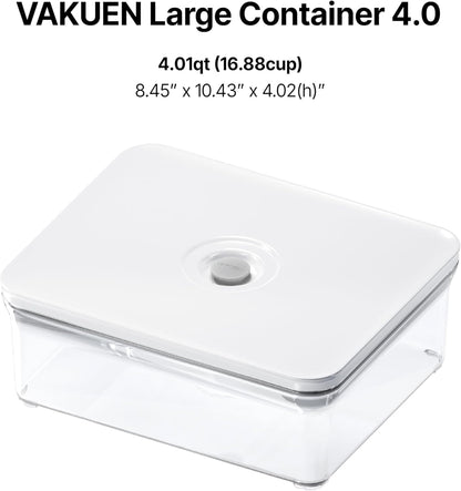 VAKUEN Premium Airtight Food Storage Containers, 4L(4.10qt) Smart One-Click Seal Lid, Patented Double Silicone Lining, 100% Leak Proof, BPA-FREE (Large Container 4.0)