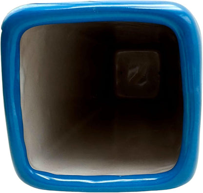 Talavera Planter Pot Square Vase Folk Art Mexican Pottery Handmade Hand Painted Home Decor Indoor Multicolor Outdoor 9.25" (Turquoise Multi)