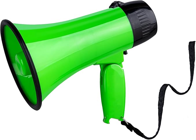 MyMealivos Portable Megaphone Bullhorn 20 Watt Power Megaphone Speaker Voice and Siren/Alarm Modes with Volume Control and Strap (Green)