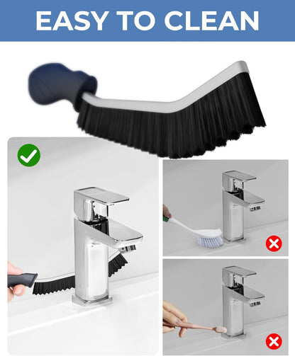 Crevice Cleaning Brushes, Cleaner Scrub Brush Tool for Hard to Reach Tight Space, Home Essentials, Serrated Scrub Brushes, Cleaning Supplies for Shower, Bathroom, Kitchen, Toilet (6, Black)