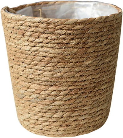 Home Decor Woven Straw Flower Pot Seagrass Planters Basket Garden Plant Pot Containers Wicker Rattan Vase Sundries Organizer Storage Bins for Indoor Outdoor Plants Vintage Decor