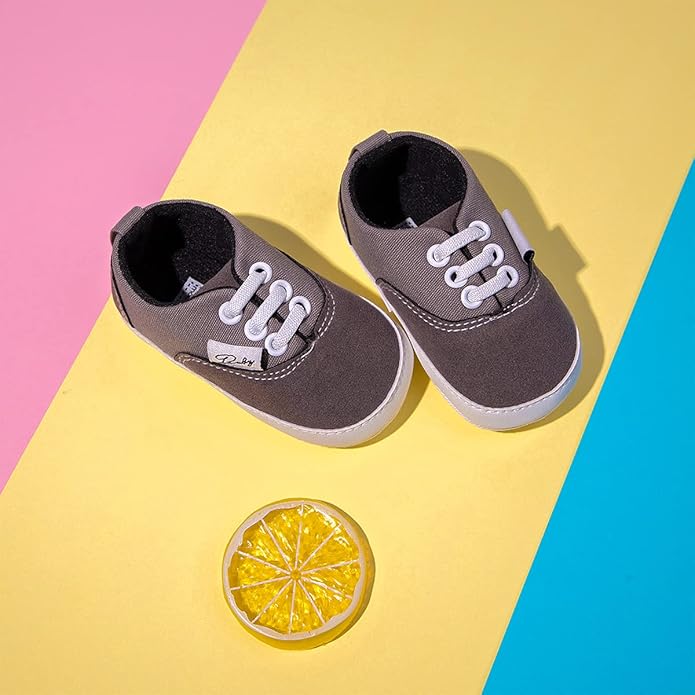 Morbido Infant Baby Boys Girls Canvas Sneaker Toddler Slip On Anti Skid Newborn First Walkers Candy Shoes for 0-18 Months