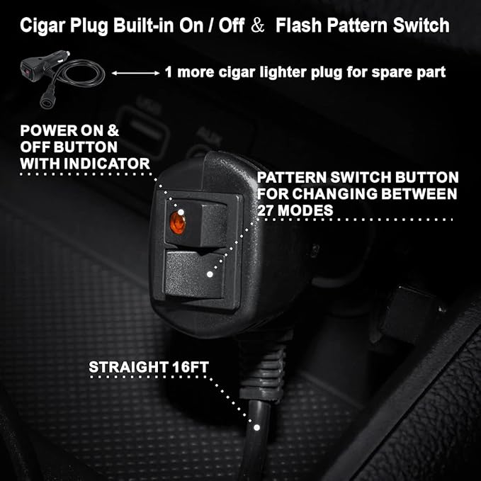 WOWTOU Strong Magnetic Rooftop Emergency Strobe 80 LED Blue Flashing Light Bar for Volunteer Firefighter EMS Law Enforcement Vehicles Trucks POV, Double Side Safety Warning Beacon Lights