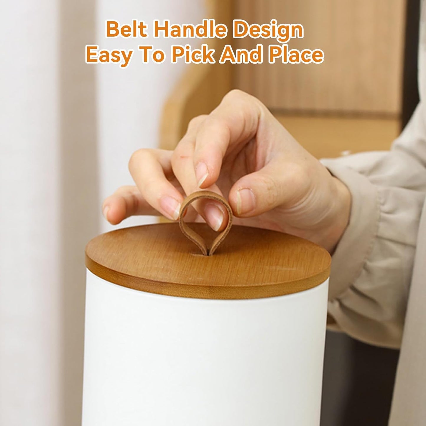 Canister Sets for Kitchen,Ceramic Kitchen Canisters for Countertop with Airtight Wood Lids for Serving Ground Coffee, Tea, Spice, Grains, Sugar, Salt (White Pack of 3 (8.7/27/44 Oz))