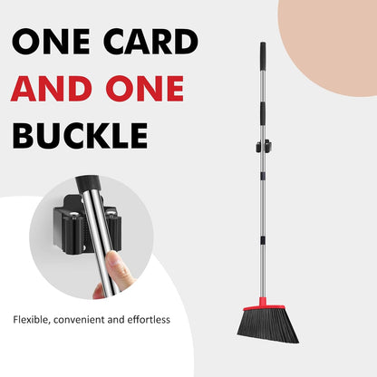 Heavy Duty Broom, 55 Inch Long Handle Outdoor Large Angle Brooms with Holder, Commercial Broom for Sweeping Indoor, for Home Garage Kitchen Office Courtyard Lobby Patio Lawn Concrete, Black Red